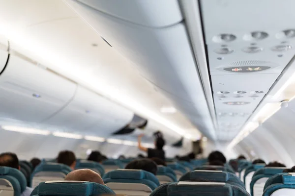 The image of passenger seats during the flight. 