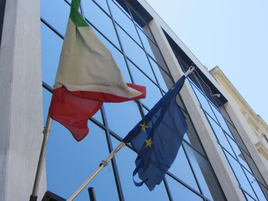 Flags of Italy and the EU
