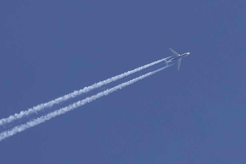 An aircraft in the sky
