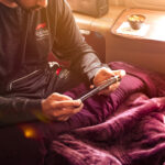 Formula 1 themed loungewear on Qatar Airways flight