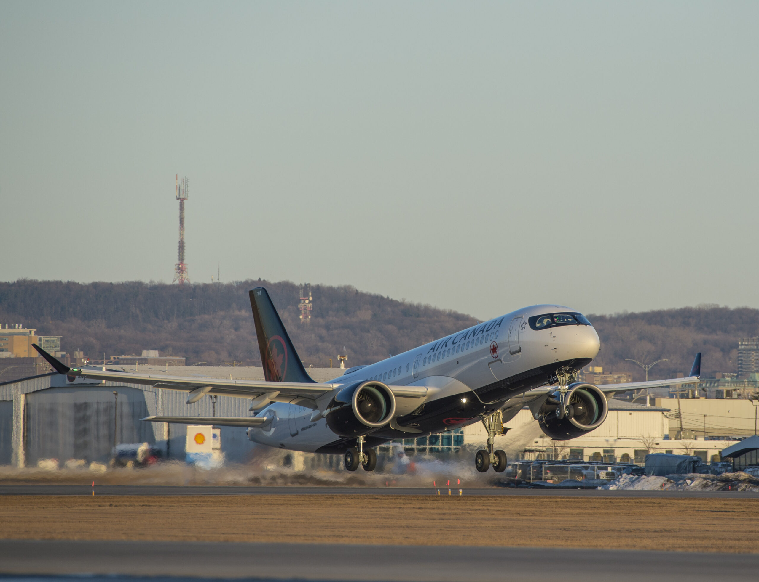Airbus A220 taking off