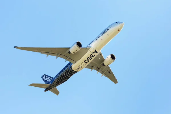 The image of the Airbus A350 XWB passenger jet plane.