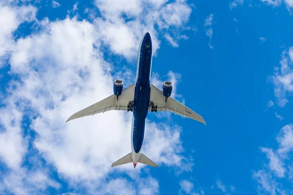 The image of British Airways Boeing 787 Dreamliner preparing to land at Norman Y. Mineta San Jose International Airport after a direct long-haul flight from London - San Jose, California, USA - 2020.