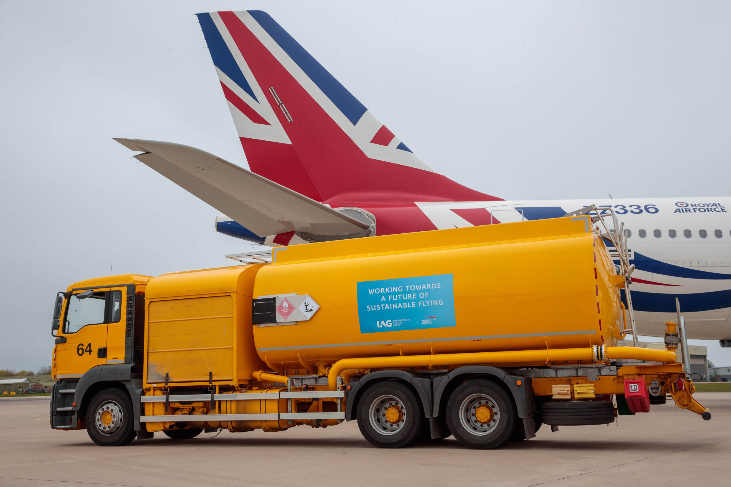 RAF Voyager aircraft being fuelled with 43% SAF
