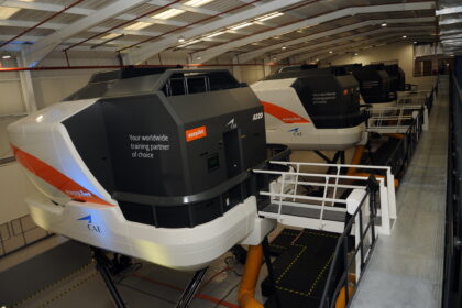 CAE flight simulators with easyJet branding