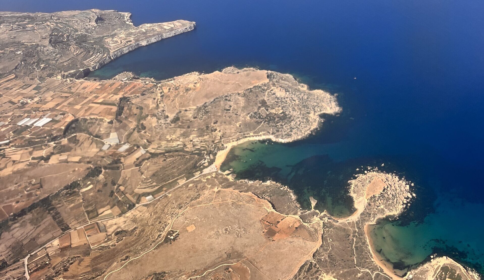 An aerial view of the Maltese coastline