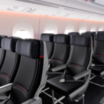 Rows of seats on an aircraft
