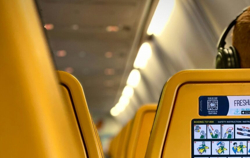 Inside of Ryanair flight