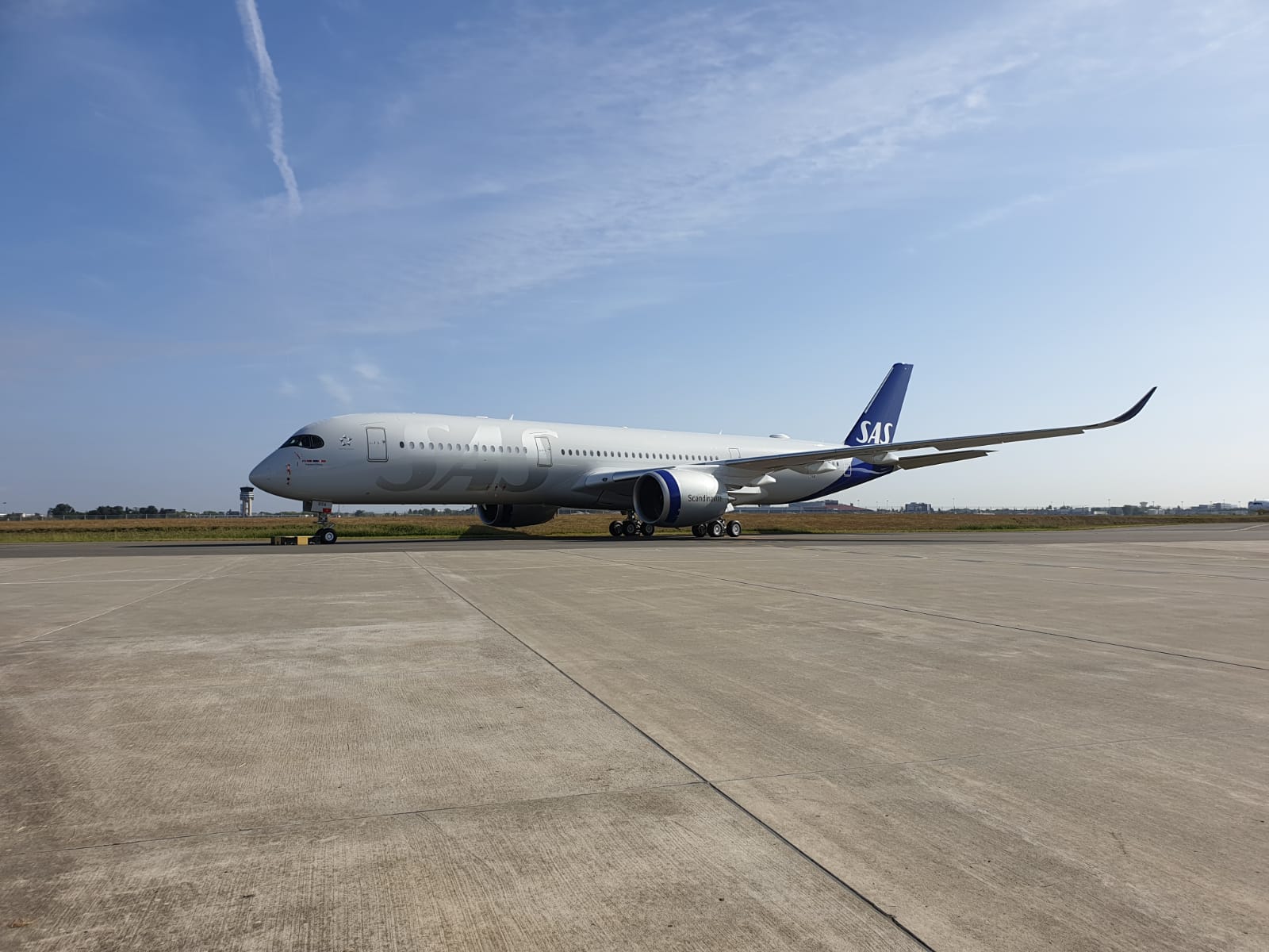 A SAS aircraft on a runway