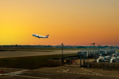A airplane taking off from London Airport by Quintin Geller