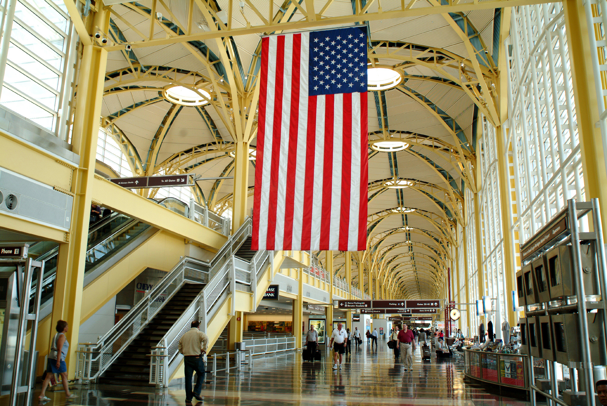 An American flag in DCA airport