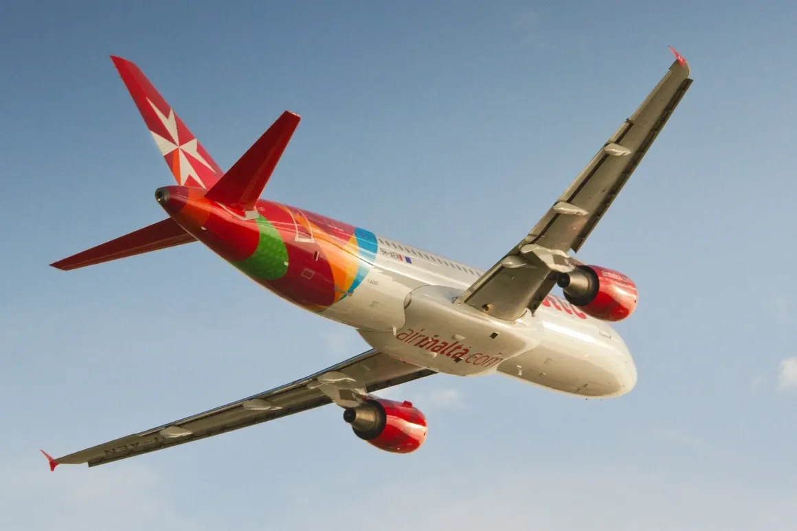 an airborne Air Malta flight before the closure of the flag carrier in 2024