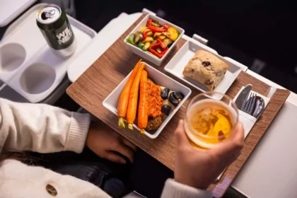 Example of in-flight food offered on Alaska Airlines flight.