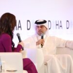 CNN anchor and correspondent, Ms. Julia Chatterley with Qatar Airways Group Chief Executive Officer, Engr. Badr Mohammed Al-Meer © Qatar Airways