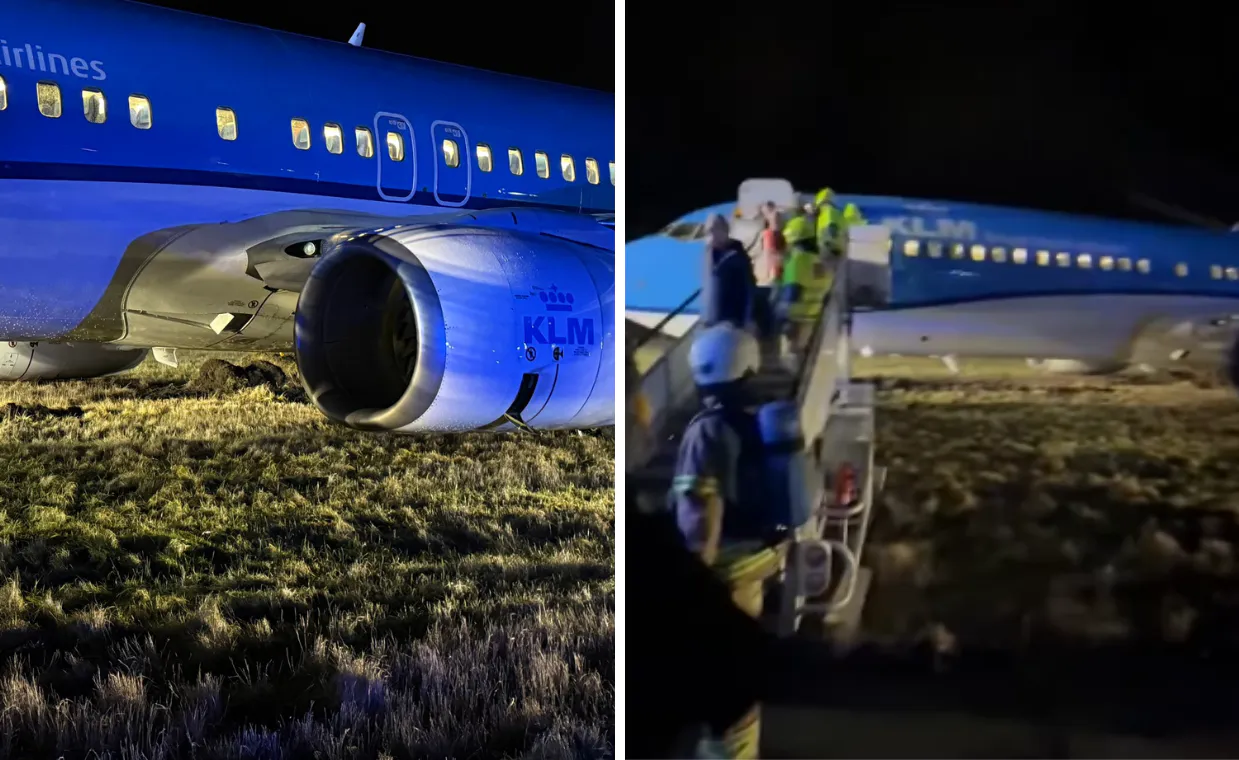 KLM airline skids off Norwegian Runway