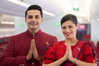 Air India Crew Greets Traditionally