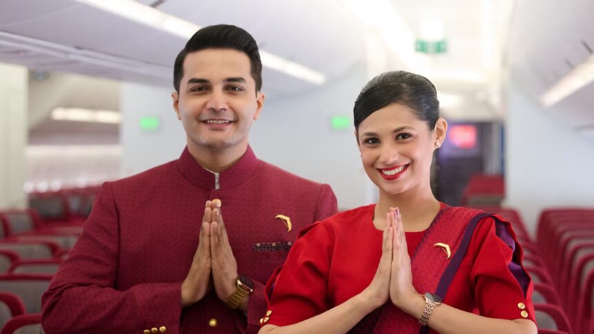 Air India Crew Greets Traditionally