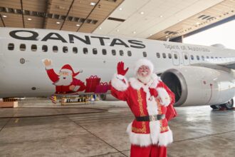 Festive livery for Qantas with Santa Claus