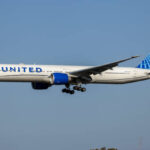 A United Airlines Boeing 777-300 ER flying
