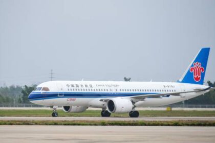 A C919 aircraft operated by China Southern Airlines on a tarmac