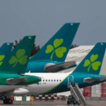 Aer Lingus planes seen at Dublin Airport.