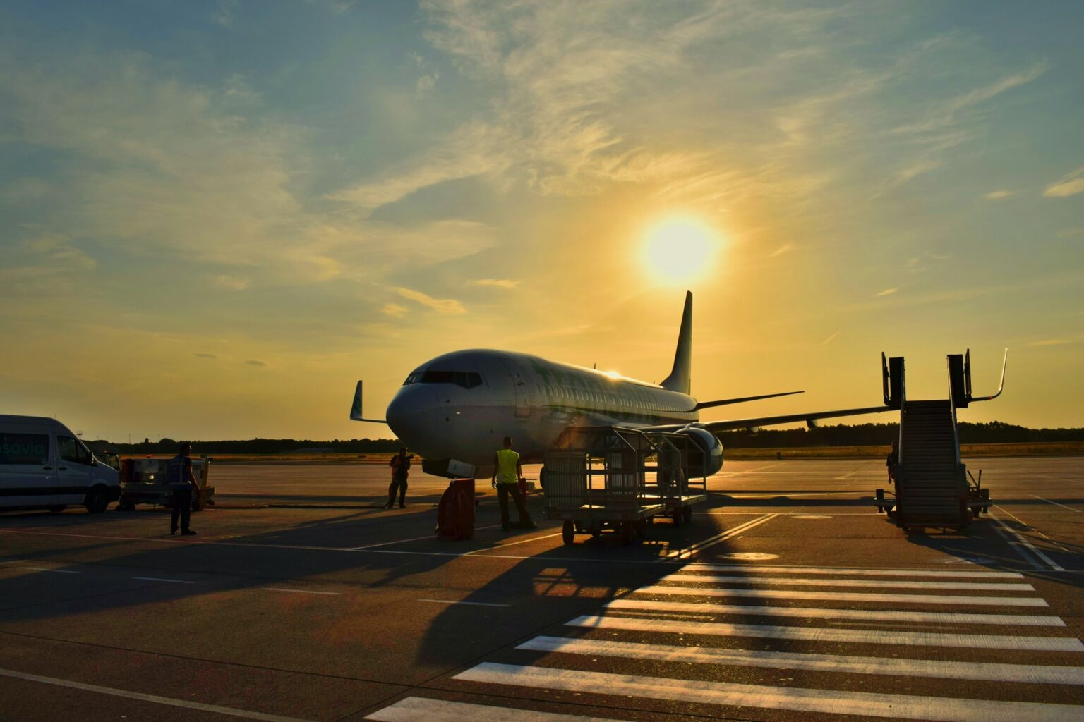 A plane pictured in the serene Italian sunset.