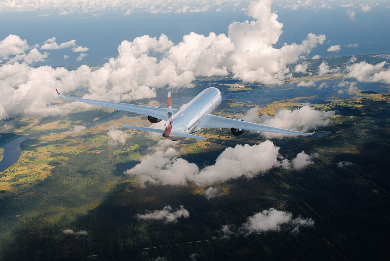A photo of the British Airways A350 in flight