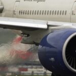 A flight between London and New York