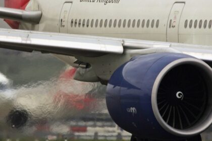 A flight between London and New York