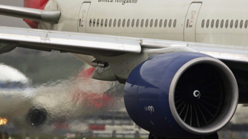 A flight between London and New York