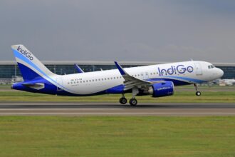 IndiGo airlines Airbus A320neo aircraft taking off