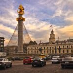 A photo of St George Statue in Freedom Square, Tbilisi.