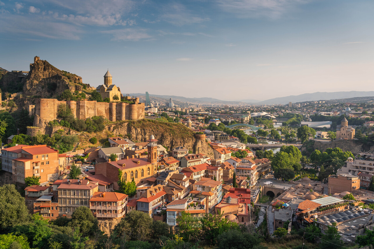 New British Airways destination, Tbilisi, the capital city of Georgia in a morning sunrise. 