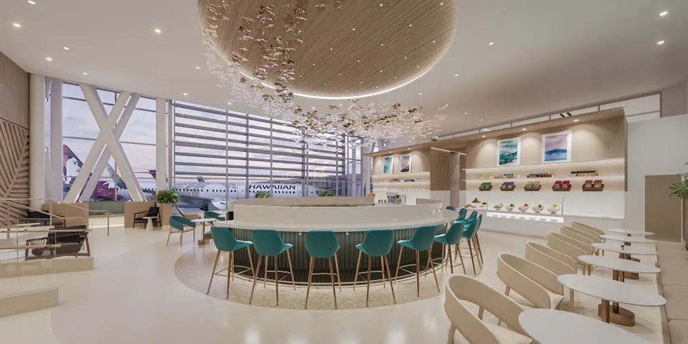 A first look of Alaska Airlines' new lounge in Honolulu. 