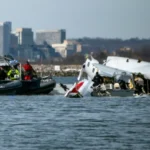 Wreckage in the Potomac River near Ronald Reagan Washington National Airport.