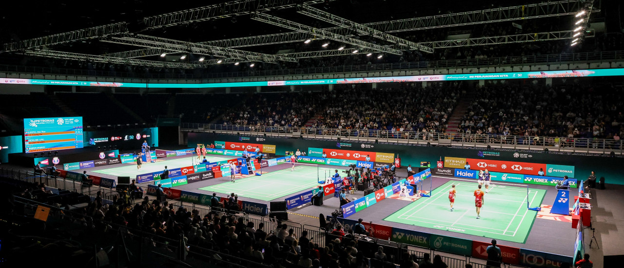 Panoramic image of world badminton federation arena