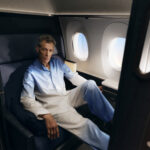 A man wearing the loungewear's exclusive colours
