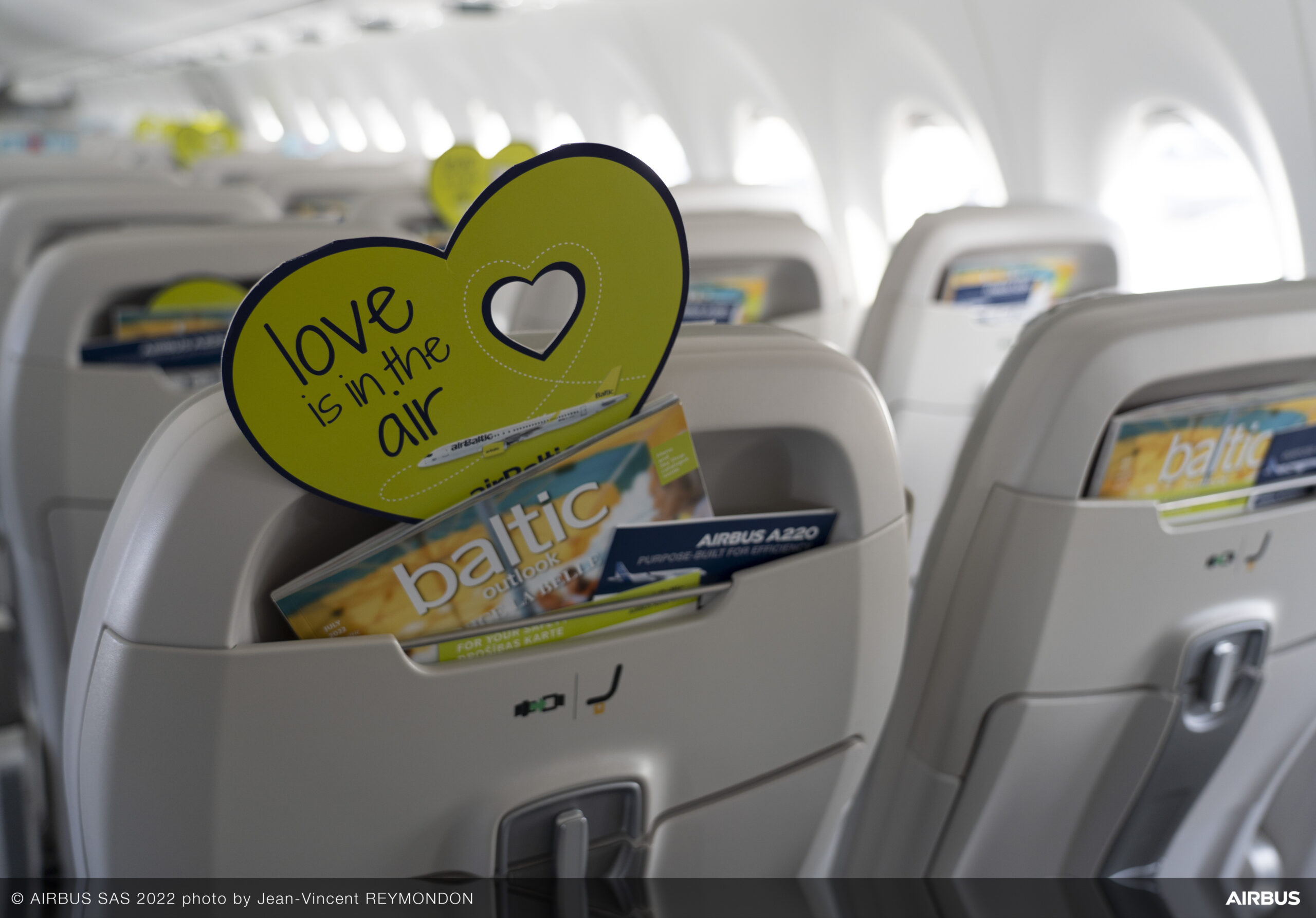 A220-300 airBaltic interior cabin. 