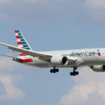 An American Airlines 787-8 arrives at Dallas Fort Worth