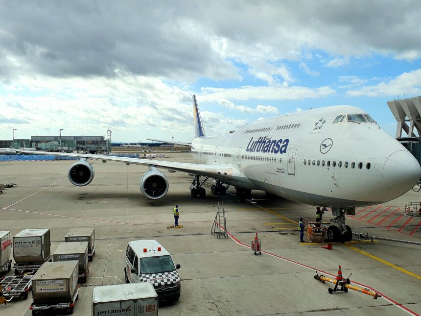 Lufthansa Boeing 747-8 at Frankfurt Airport,