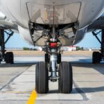 Airplane view from landing gear