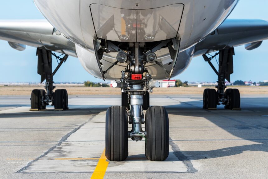 Airplane view from landing gear