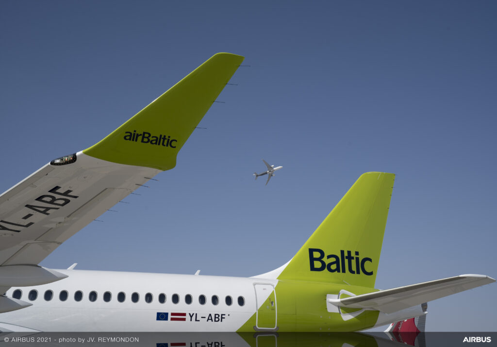 airBaltic A220 on static display – Dubai Airshow 2021