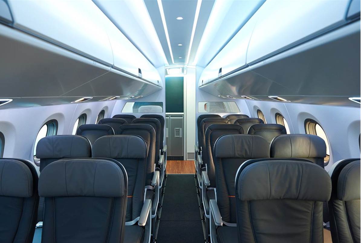 Cabin interior of Embraer E2 jets.
