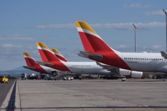 A fleet of Iberia aircraft