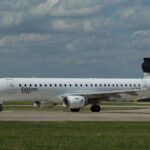 An Eastern Airways flight leaving Manchester Airport