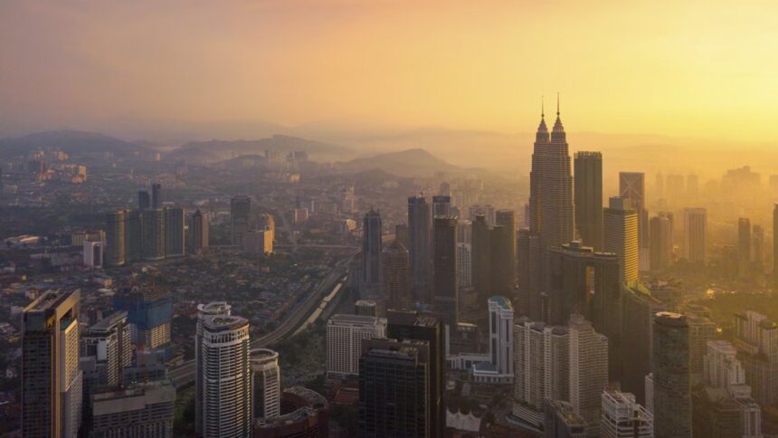 The picturesque Malaysian skyline in Kuala Lumpur.