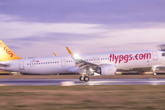 Pegasus airlines aircraft on runway