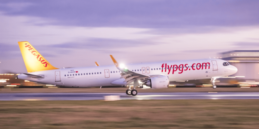 Pegasus airlines aircraft on runway