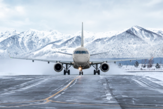 Snowy plane